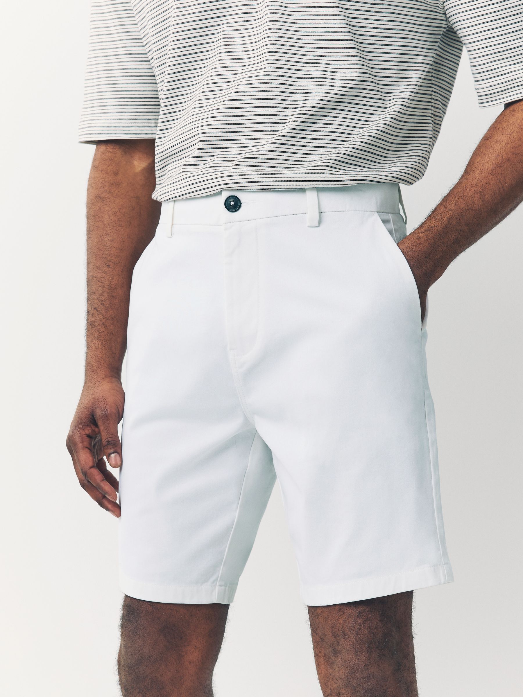 Zwart/vintage Blauw/Wit/Mushroom white - Straight fit - Set van 4 chinoshorts met stretch