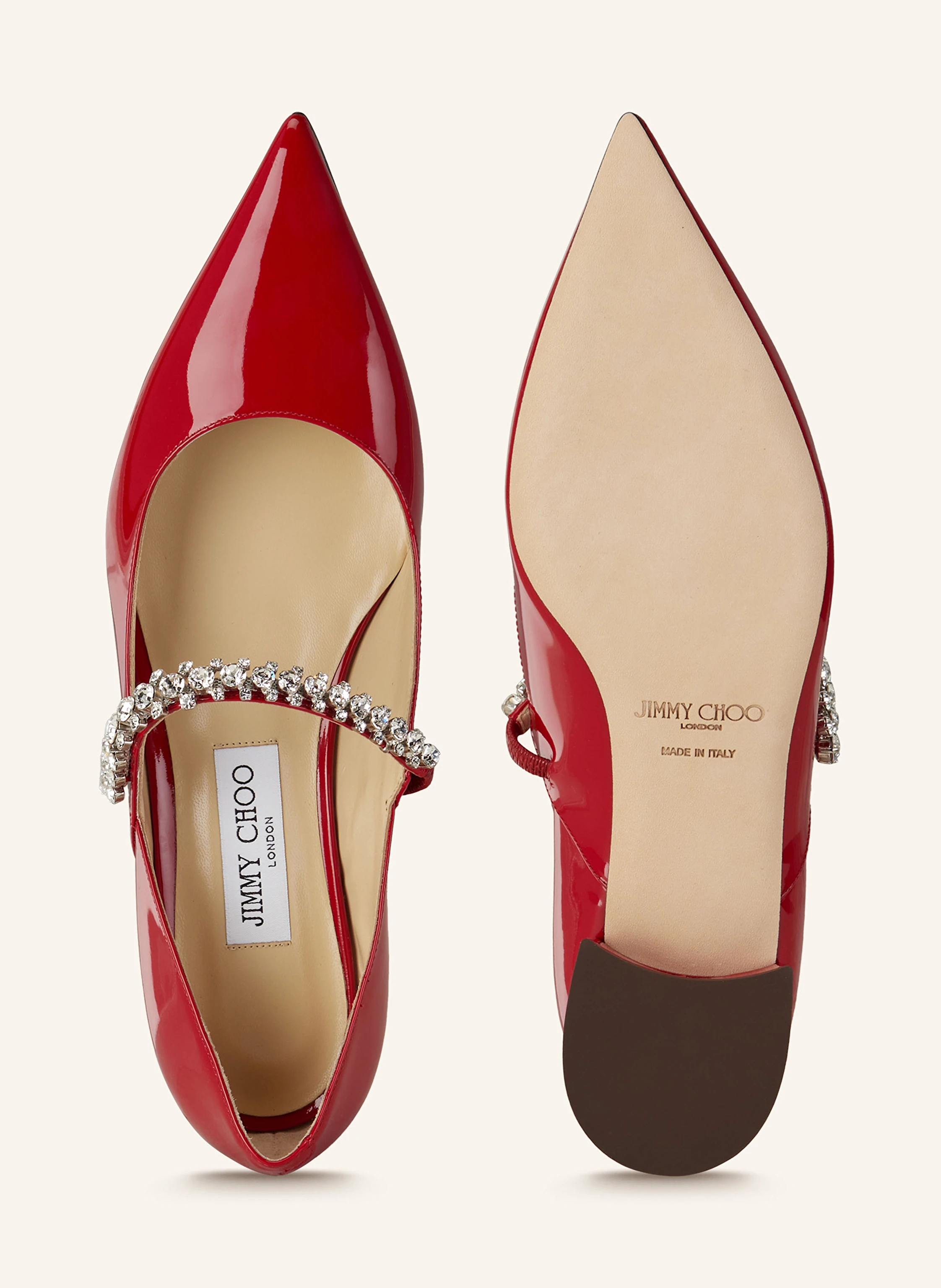 JIMMY CHOO Mary-Jane-Ballerinas mit Schmucksteinen