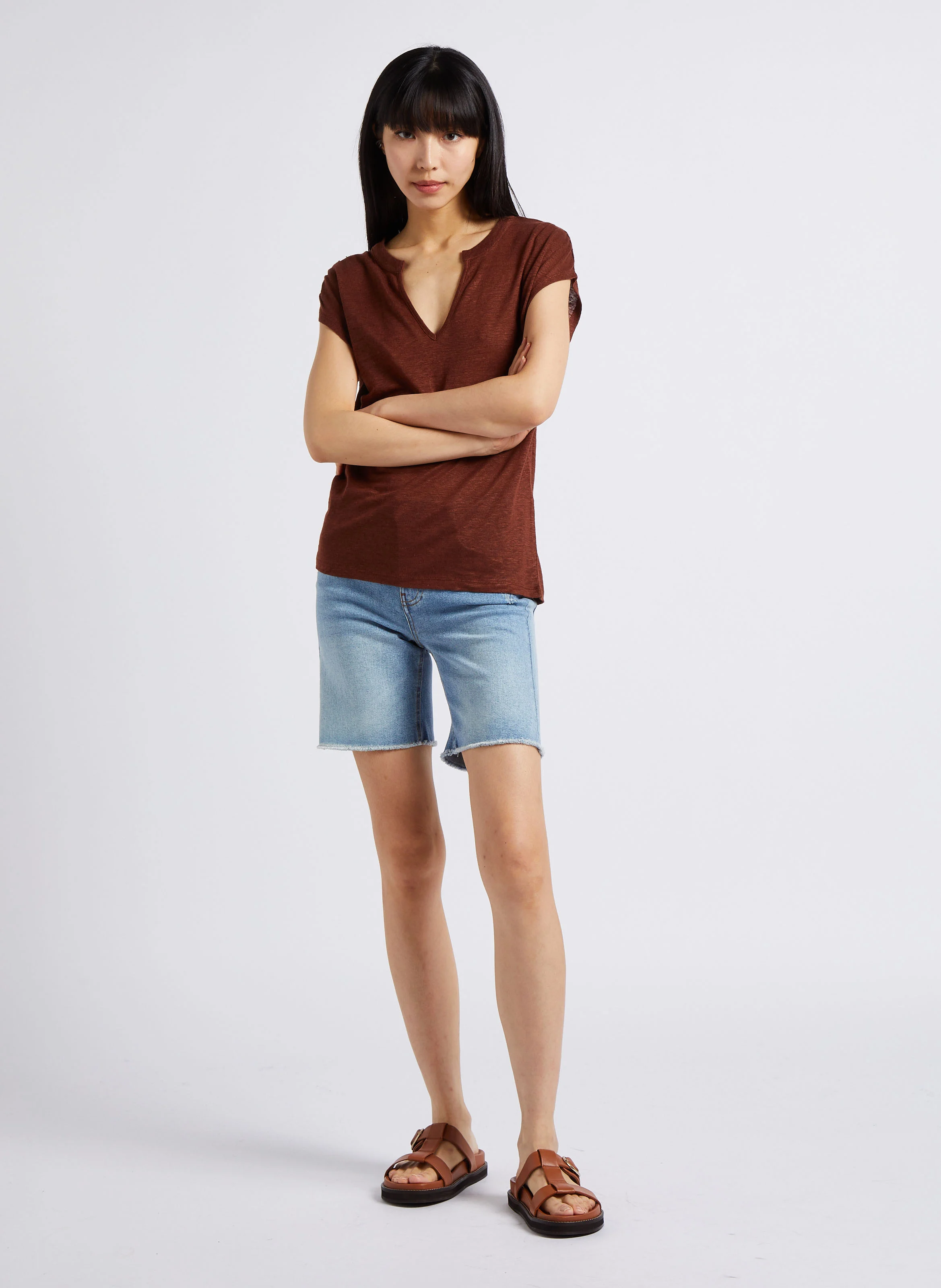 MAX - Short droit en coton | Bleu