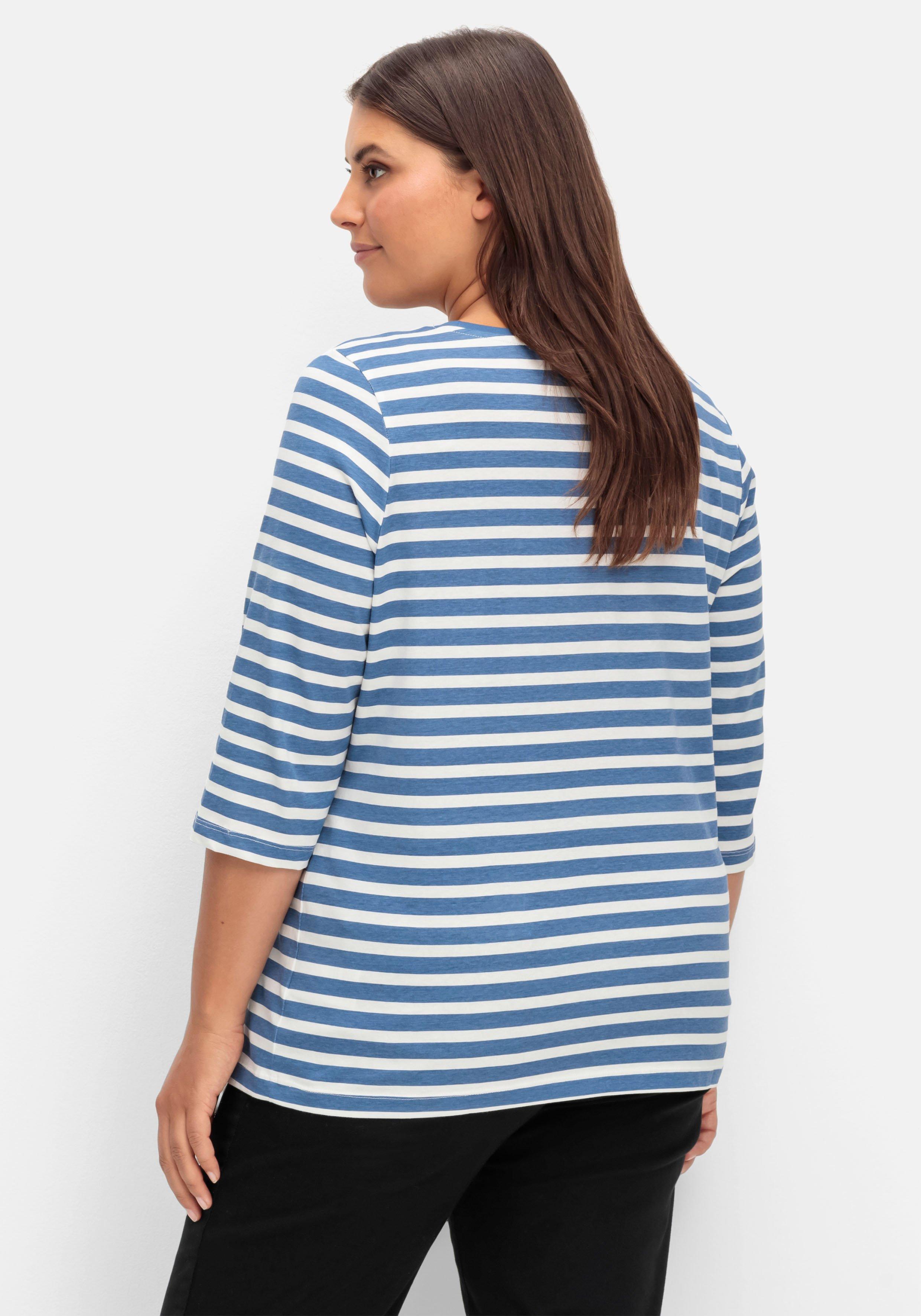 Ringelshirt mit 3/4-Arm, aus reiner Baumwolle