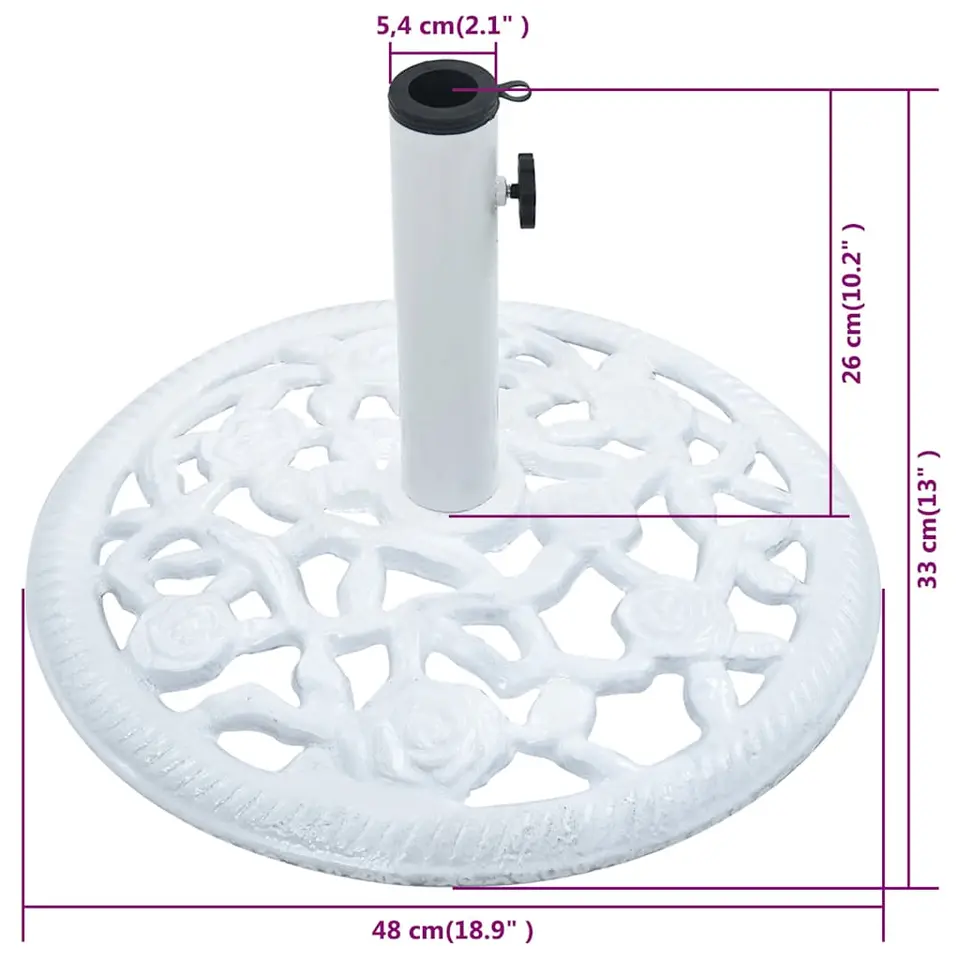 vidaXL - Parasolvoet - Wit - Gietijzer - 48 x 48 x 33 cm