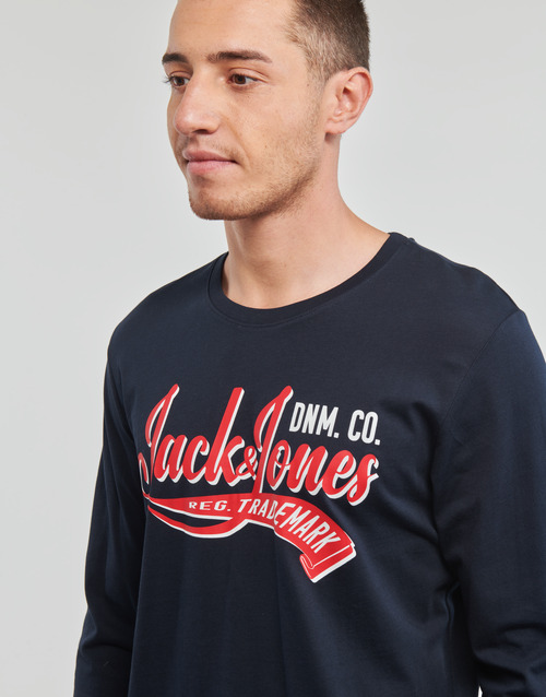Jack & Jones - JJELOGO TEE LS O-NECK 2 COL AW23 SN - Marine