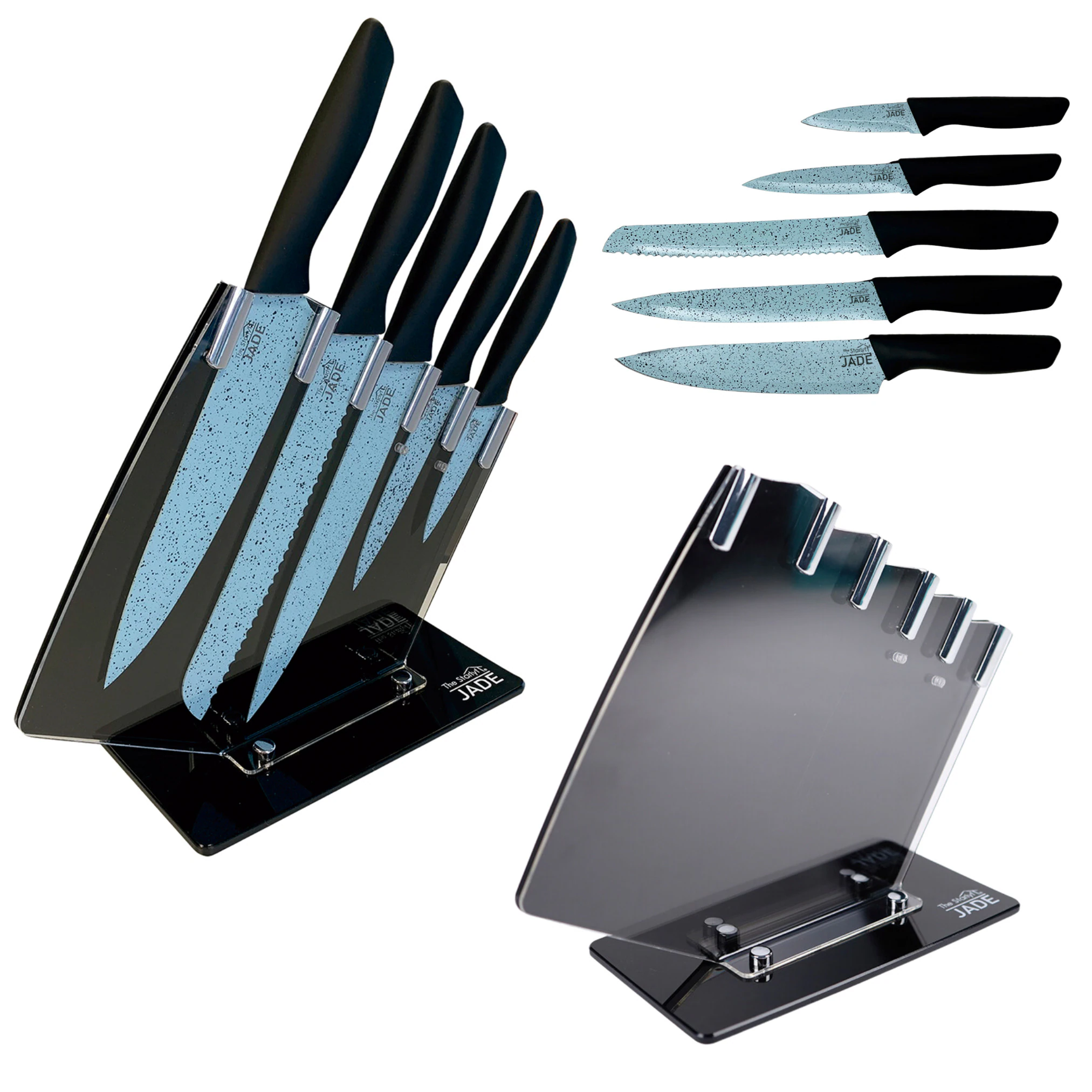 Starlyf® Küchenstarterset - Pfannenset - Messerset Jade Set of 5 + Jade Knife
