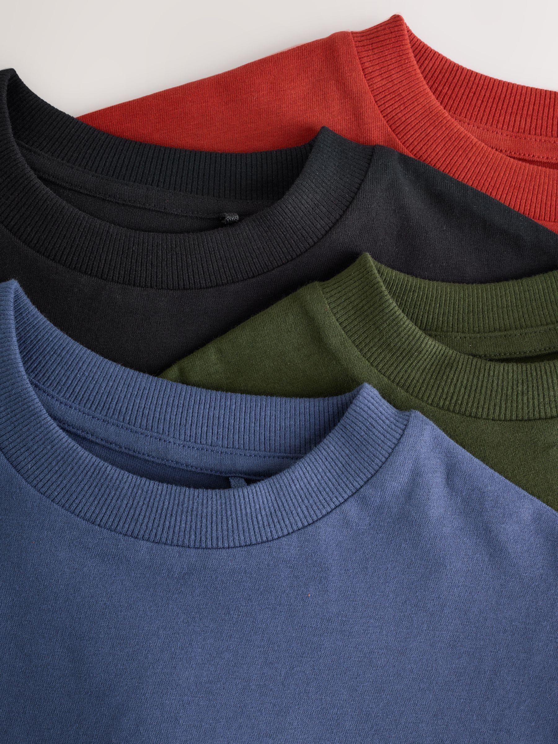 Blue/Rust/Khaki/Black - Ruimvallende T-shirts met korte mouwen van 100% katoen, verpakking van 4 stuks (3-16jaar)