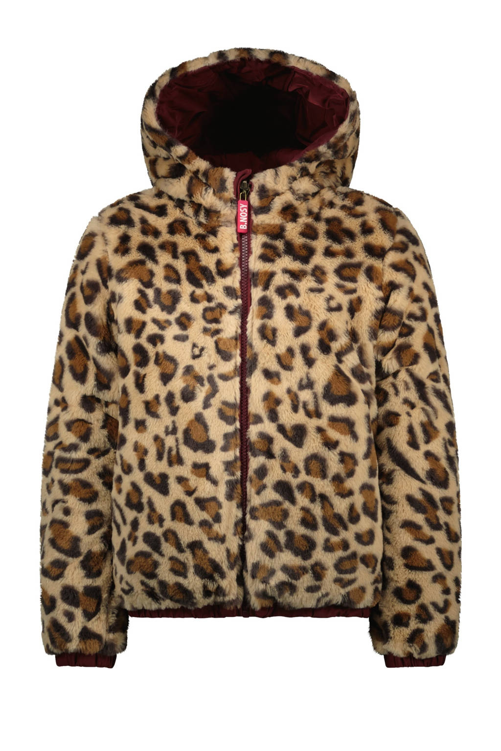 B.Nosy reversible gewatteerde winterjas Jamie met panterprint warmrood/oranje/bruin