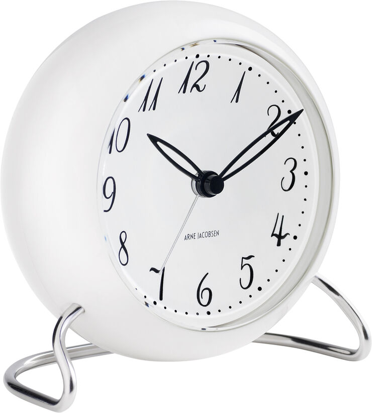 Arne Jacobsen Clocks AJ LK bordur, hvid/hvid, Ø 11 cm, alarm Hvid