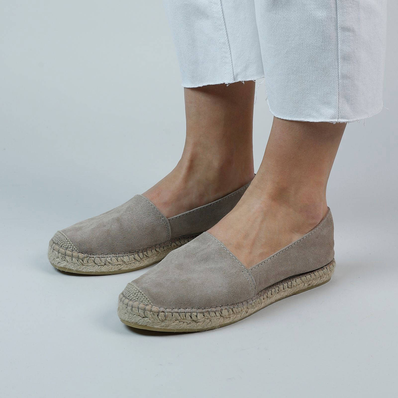 Manfield suède espadrilles taupe