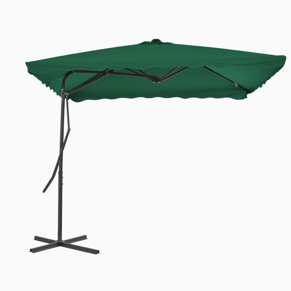 Parasol d'e x térieur avec mât en acier 250 x 250 cm vert