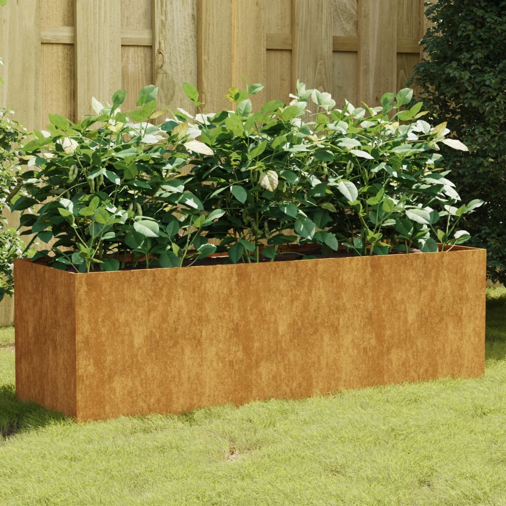 Vaso de aço Corten vidaXL, 120x40x40 cm