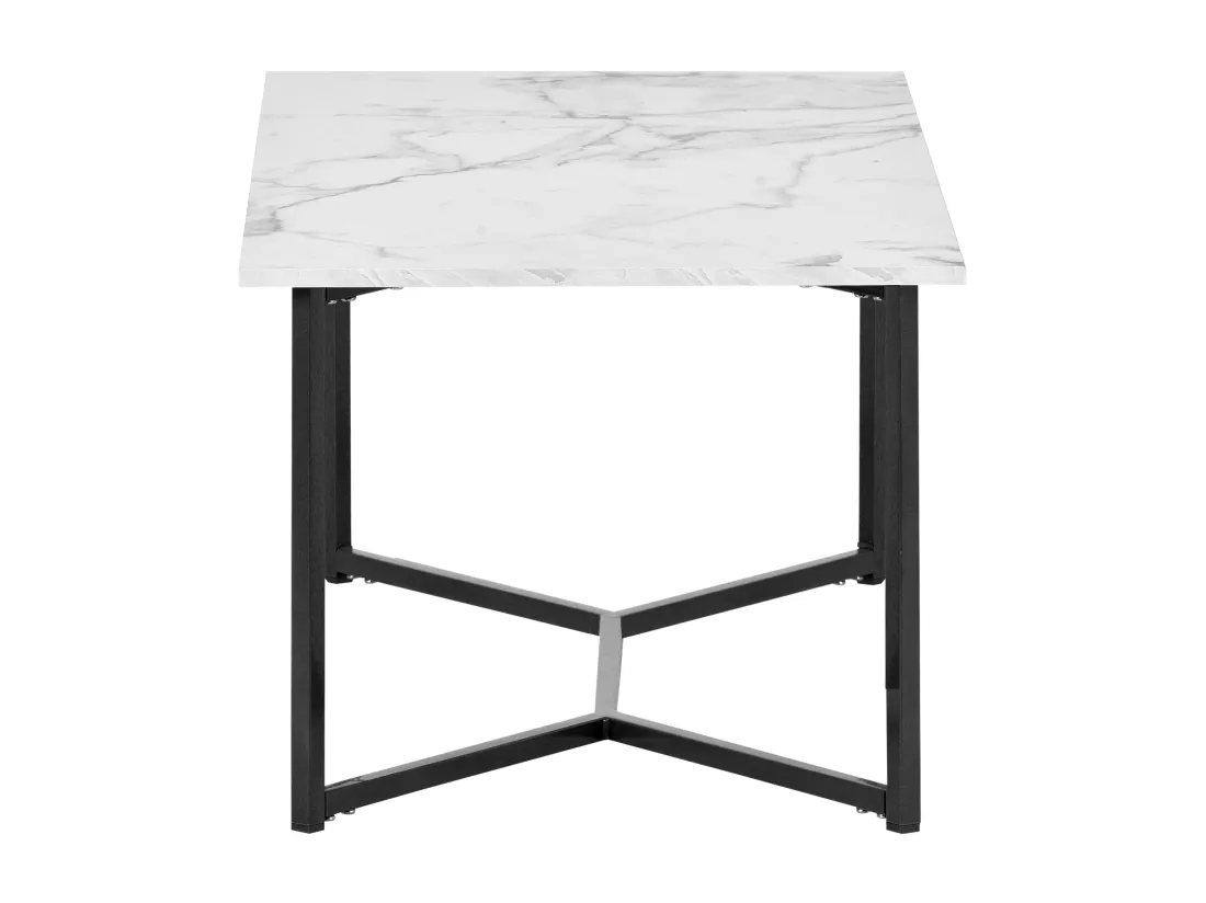Table basse rectangulaire moderne, table d'appoint en bois MDF, effet marbre, blanc, 106 x 55 x 45 cm