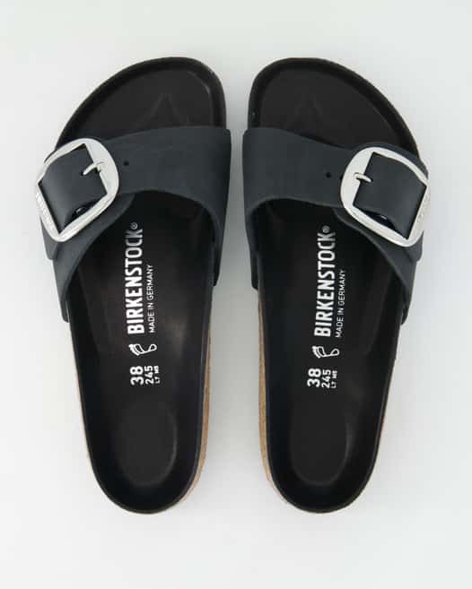 Birkenstock Madrid Big Buckle Pantoletten in Schwarz