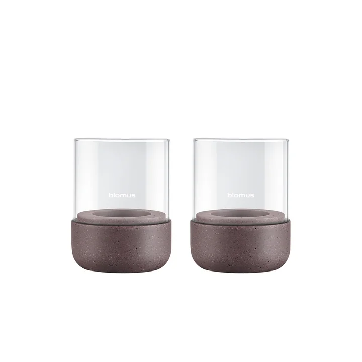 Blomus - Calma Windlicht, Ø 7 cm, klar / cedar wood (2er-Set)
