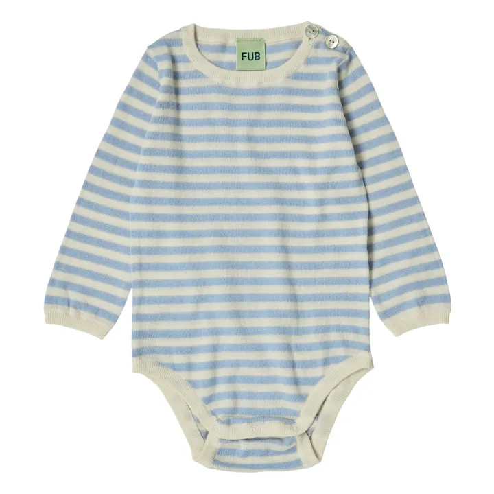 FUB Body Manches Longues Maille Extra Fine Coton Bio Marinière | Bleu ciel