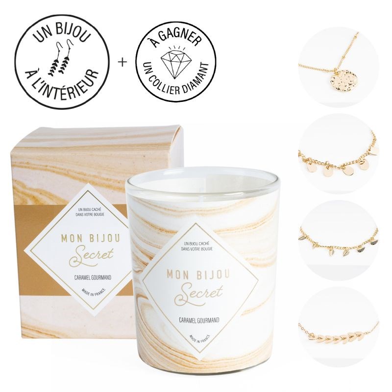 Bougie Bijou Bracelet doré - Parfum Caramel gourmand - 40h