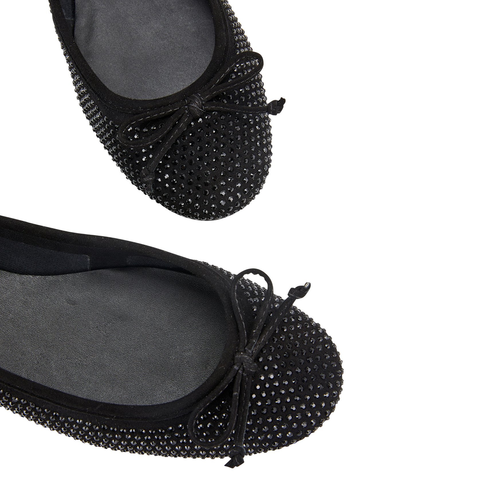ODINE - Ballerines en cuir à strass | Noir