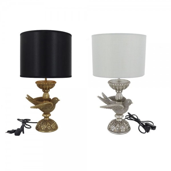 Lampe de bureau doré polyester argent résine (16.6 x 11.6 x 33 cm) (2 pcs)