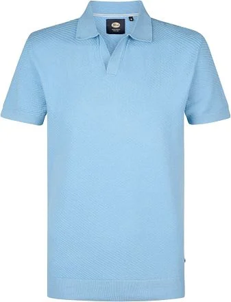 Petrol Knitted Polo Lichtblauw M-1050-KWC213-5187 kopen