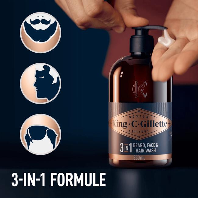 King C. Gillette 3-in-1 Baard En Gezichtsreiniger 350 ML