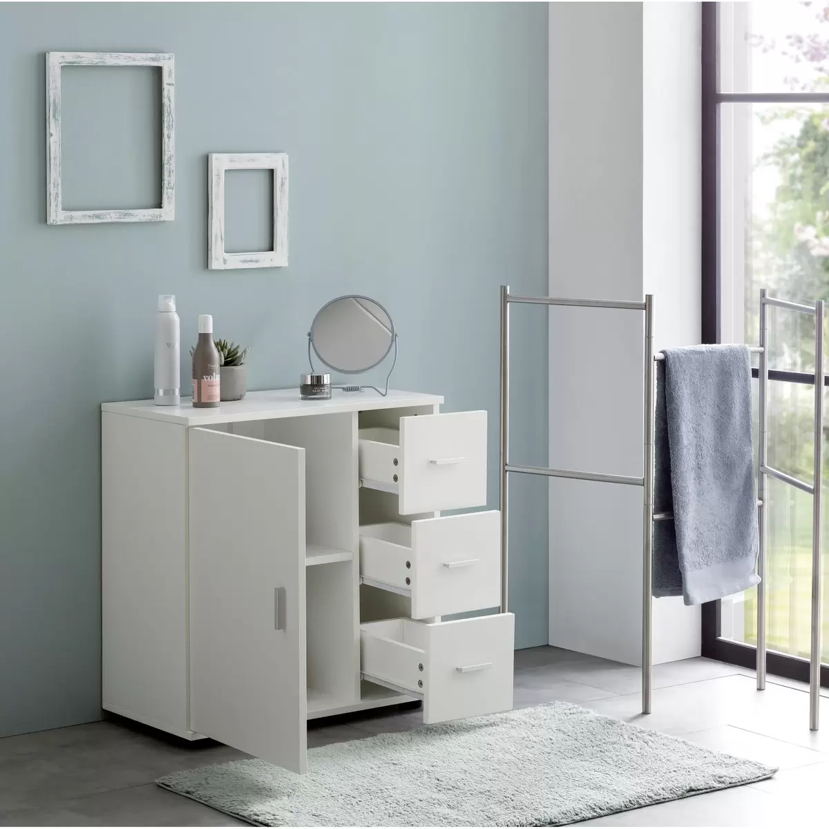 Kommode Almanera silber,weiss
