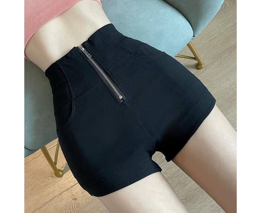 Rorah - Hoge taille effen shorts met rits