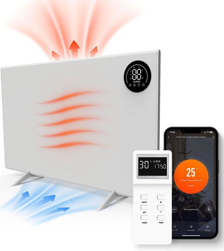 FlinQ Slimme Hybrid Verwarming - Infrarood & Convectorkachel - 800W - Wit