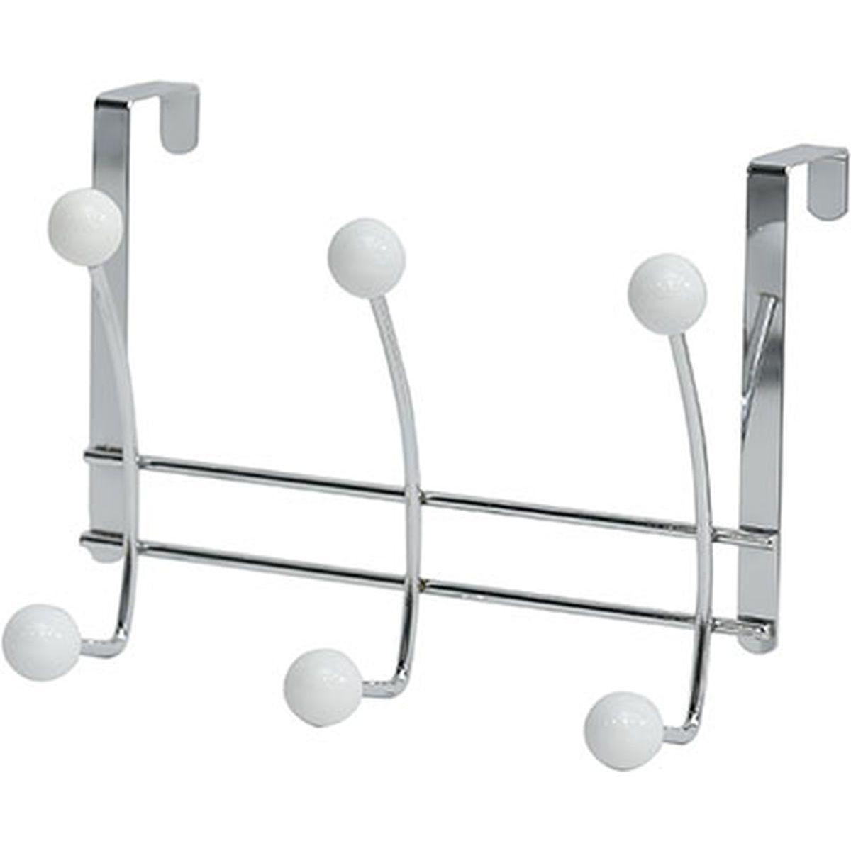 PATERE METAL 6 CROCHETS  CHROME BLANC