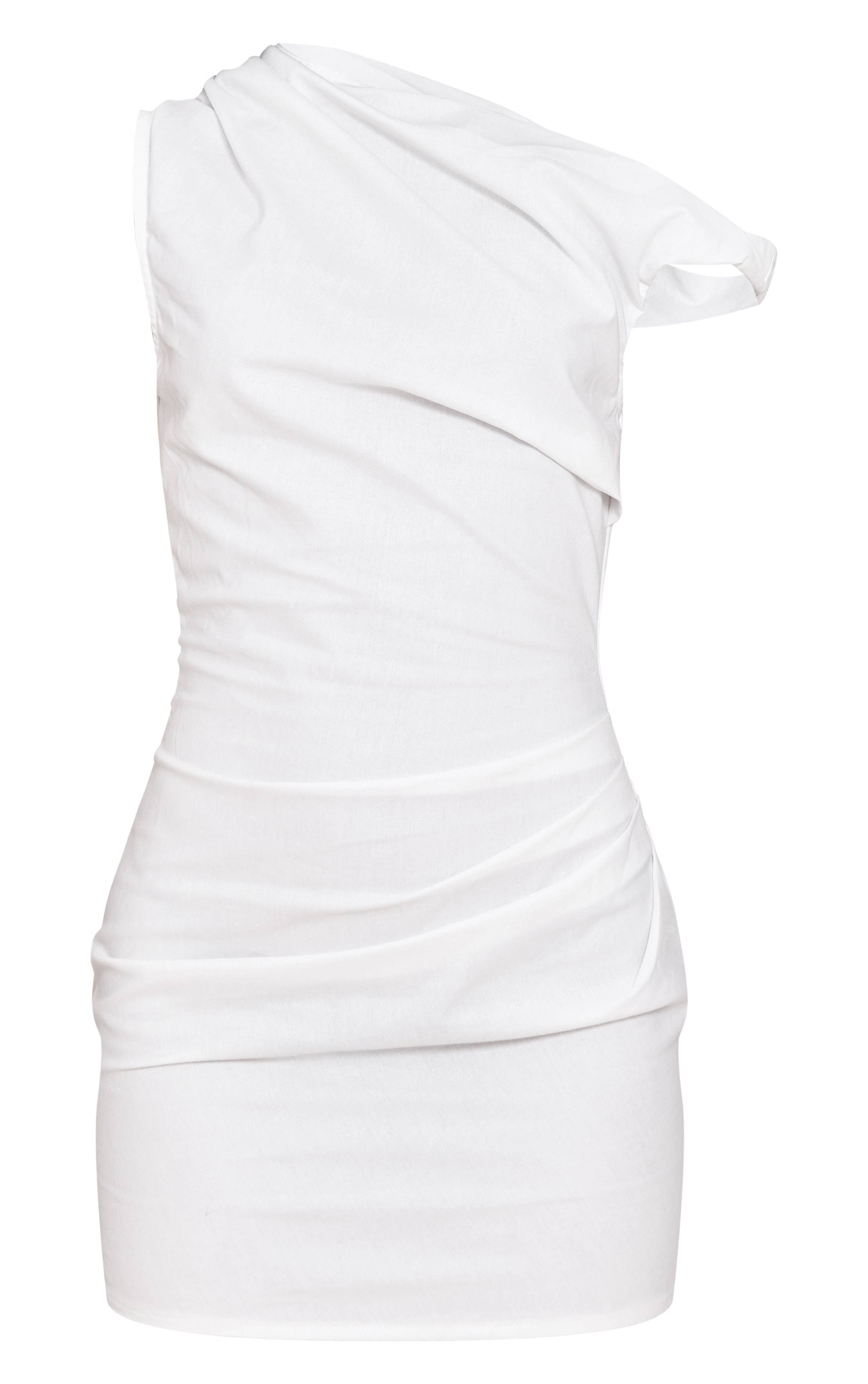 Blanc Robe Moulante À Épaule Torsadée