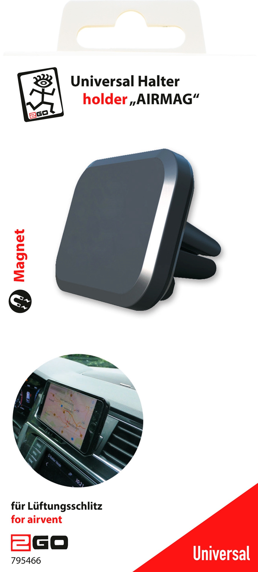 2GO Air Mag Universal Magnethalter schwarz