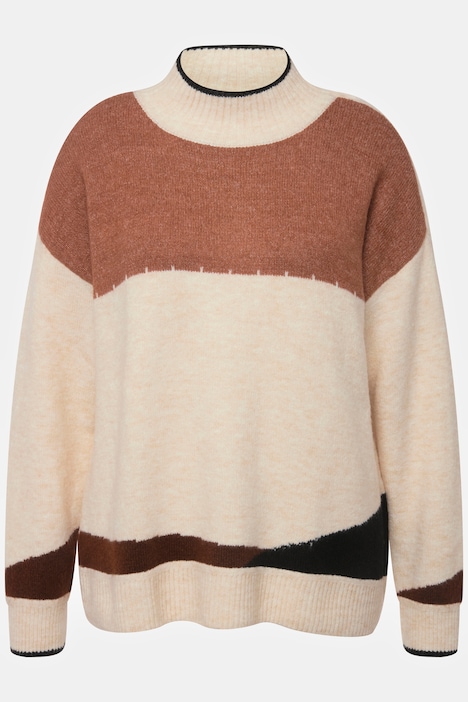 Pullover, Colorblocking, Rollkragen, Langarm