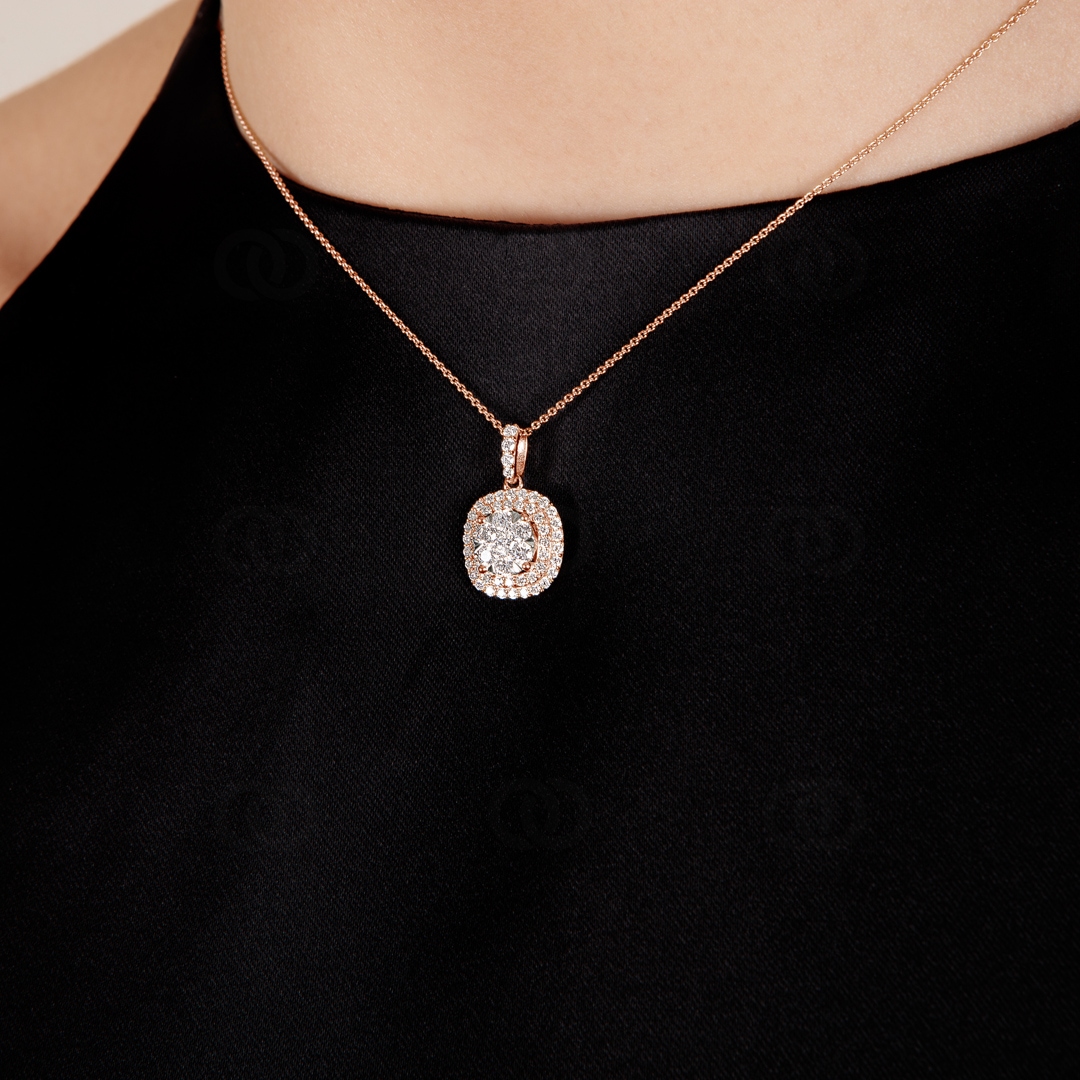0.75 Karat Halo Diamantanhänger 750/18 K Roségold