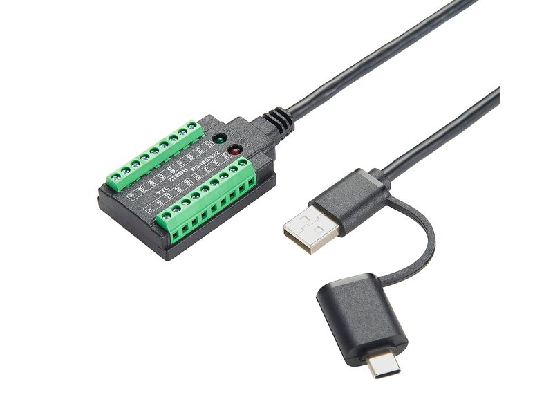 Exsys Schnittstellenkabel USB EX-13003 USB zu 1S Seriell RS-232/422/485/TTL Kabel mit Terminal Block, 1.0 m (FTDI Chipsatz)