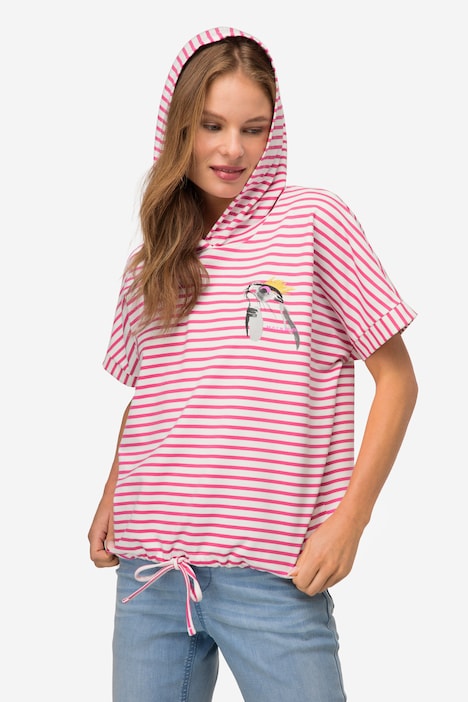Hoodie, Sweater, Ringel, Robbe, Kapuze Halbarm