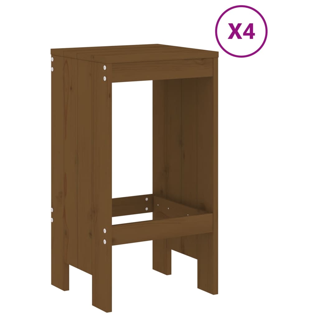 Ensemble de bar de jardin 5 pcs marron miel bois de pin massif