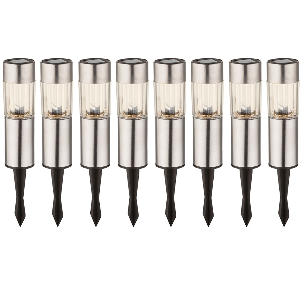 8x LED Edelstahl Solarlampen für den Außenbereich