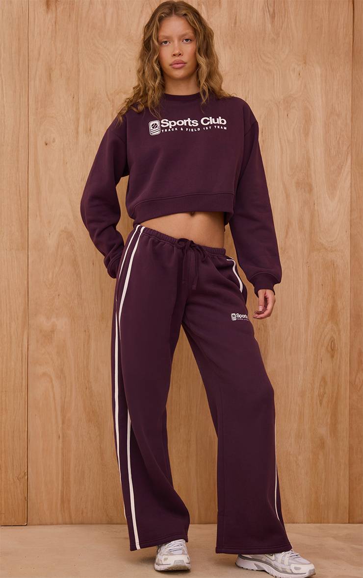 Prune Sweat-shirt Court Imprimé Sports Club