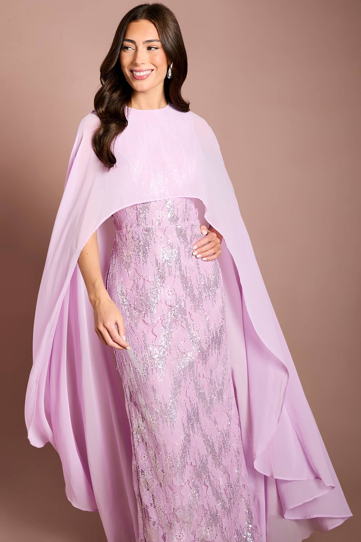 Coast Robe Longue À Sequins Avec Manches Cape