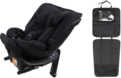 Beemoo Rotate i-Size Vendbar Bilstol inkl. 3-in-1 Setebeskyttelse, Black Stone
