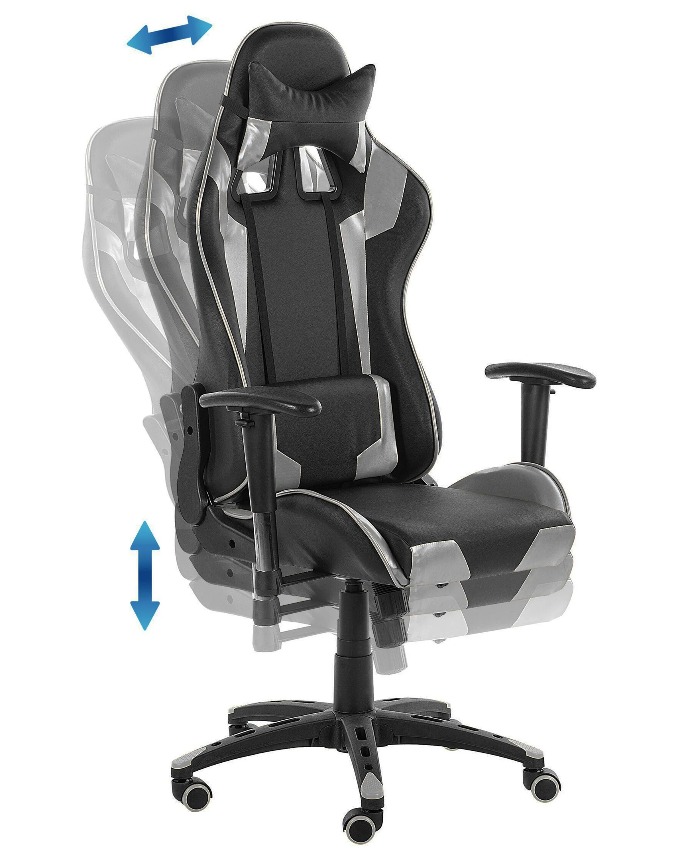 Gamestoel KNIGHT Kunstleer Zilver