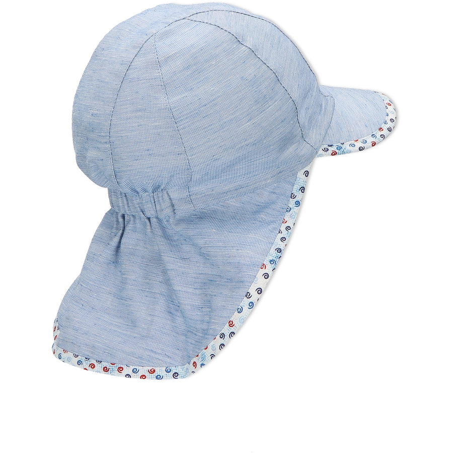 Sterntaler Schirmmütze mit Nackenschutz Ringel hellblau
