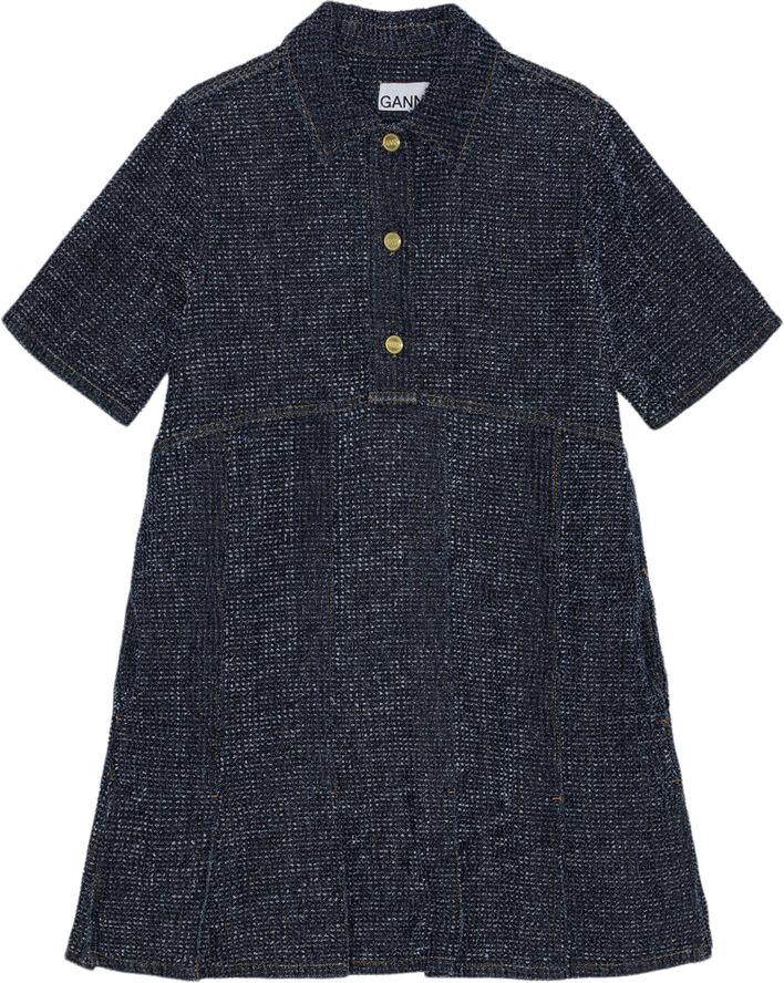 Ganni Fluffy Denim Mini Dress Rinse