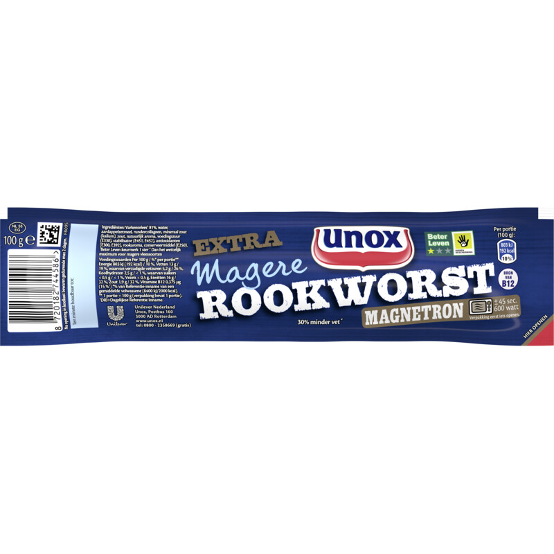 Unox Extra magere rookworst magnetron