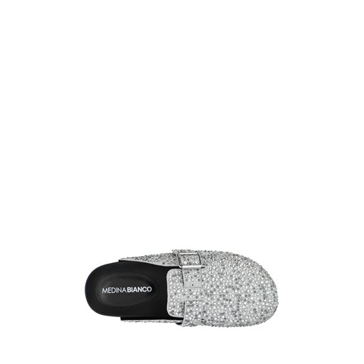 Bianco Sand Mule Simili Stone Sko, Silver, 38