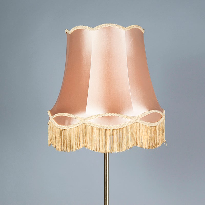 QAZQA - Retro Retro Vloerlamp | Staande lamp | Lamp | Licht messing met Granny Shade Goud | Messing 45 cm - Kaso | Woonkamer | Slaapkamer - Rond staal - LED-compatibel E27