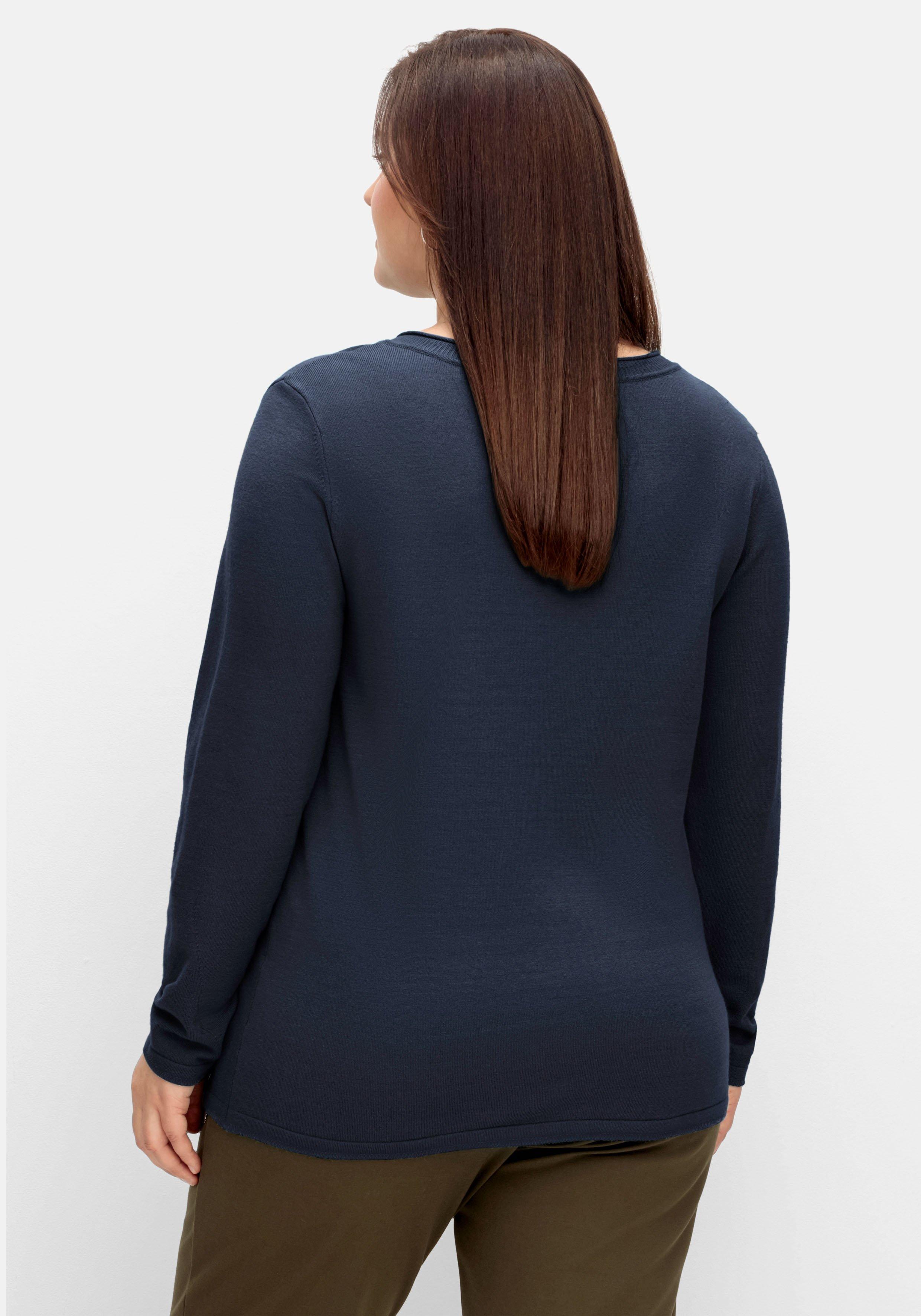 Flauschiger Pullover mit V-Ausschnitt