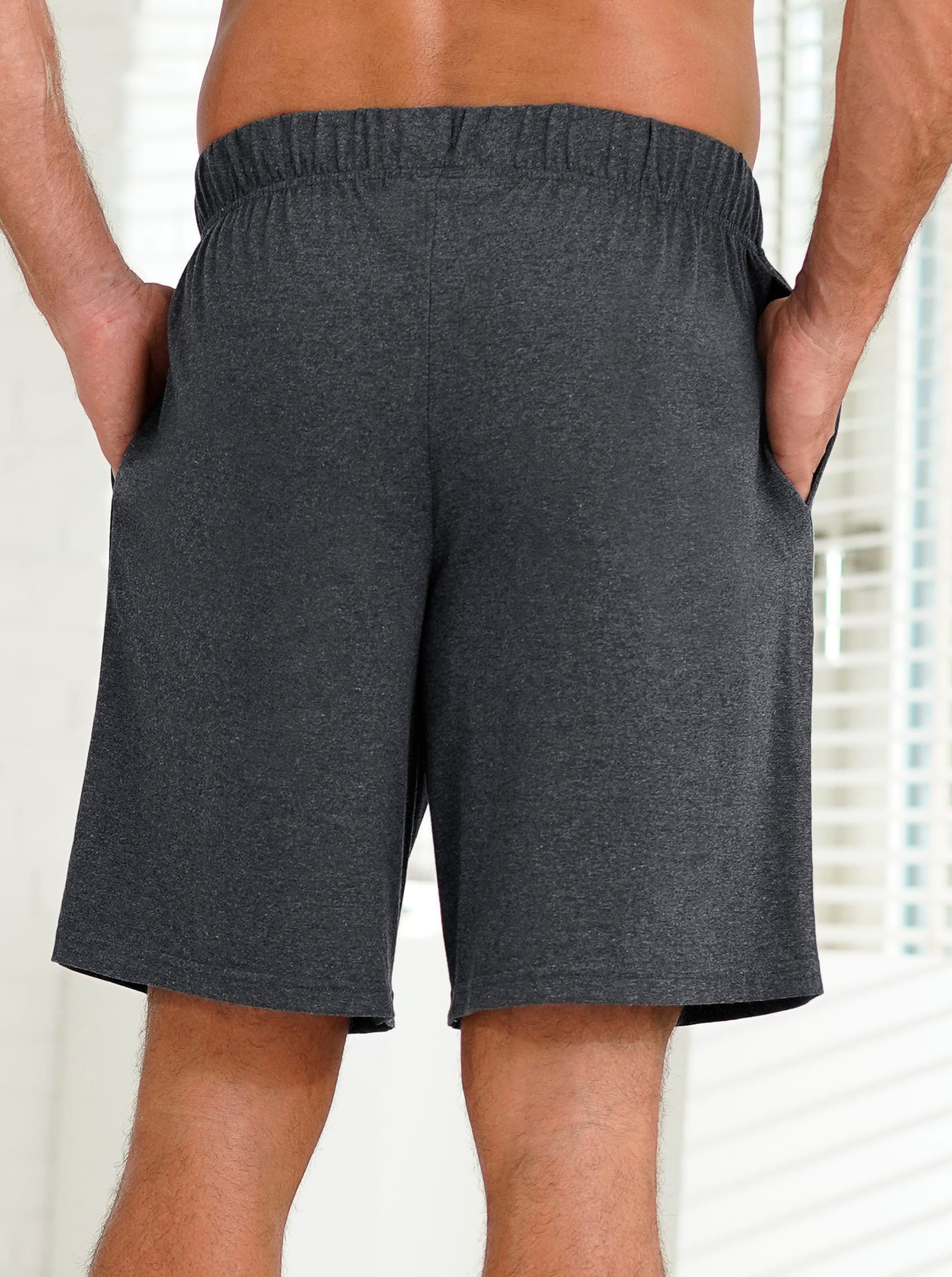 wäschepur men Hose kurz in blau + grau-meliert