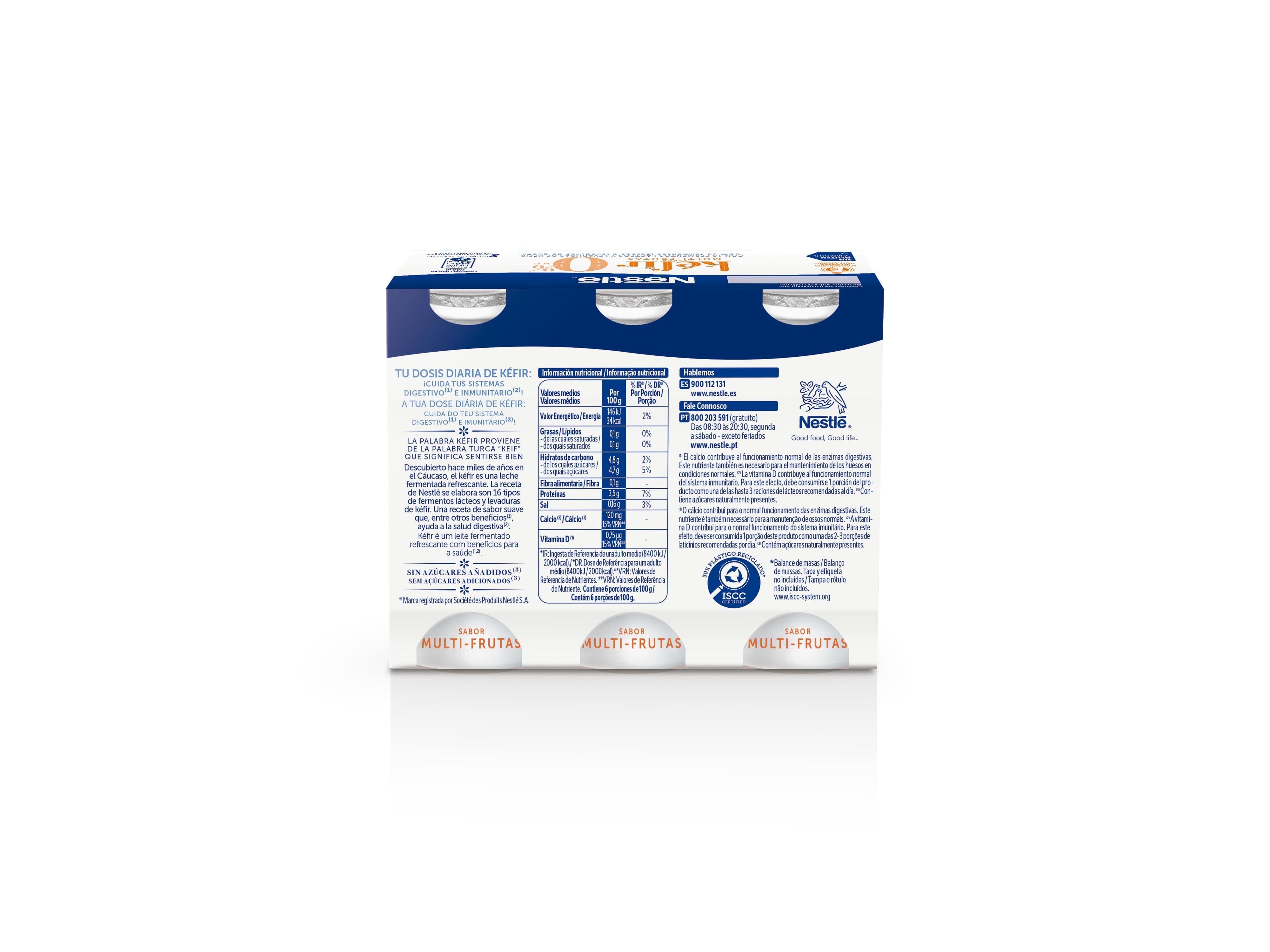 KEFIR NESTLÉ MULTIFRUTOS 0% 6X100G