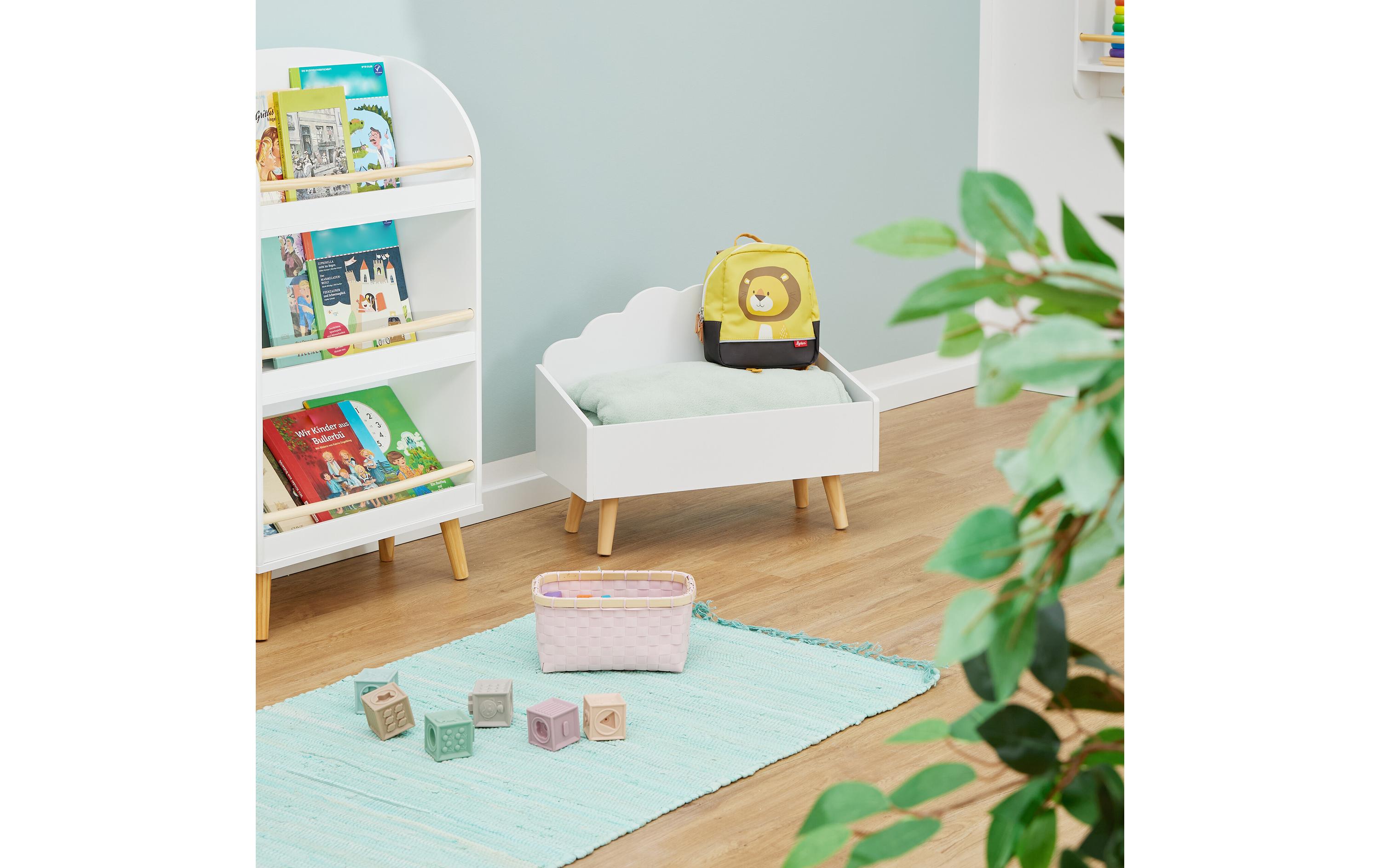 Spielzeugtruhe, MDF / KiefernKindertruhe im Wolken-Design