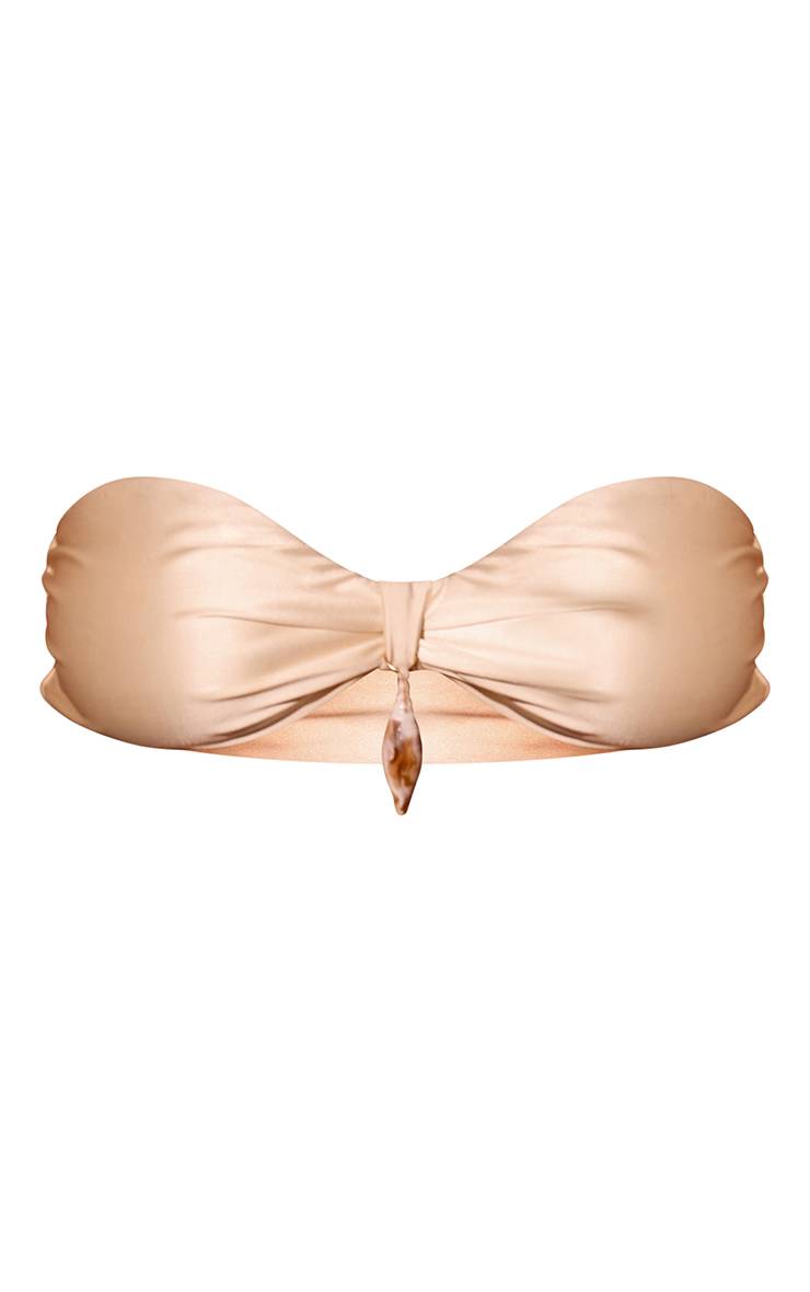 Crème Haut De Bikini Bandeau Champagne Brillant Avec Coquillage