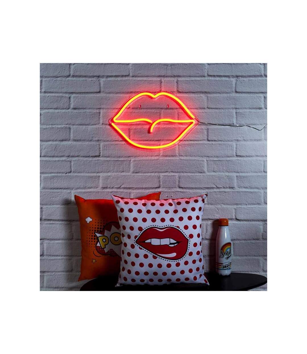 Paris Prix - Lampe Design Néon Usb bouche 42cm Rouge