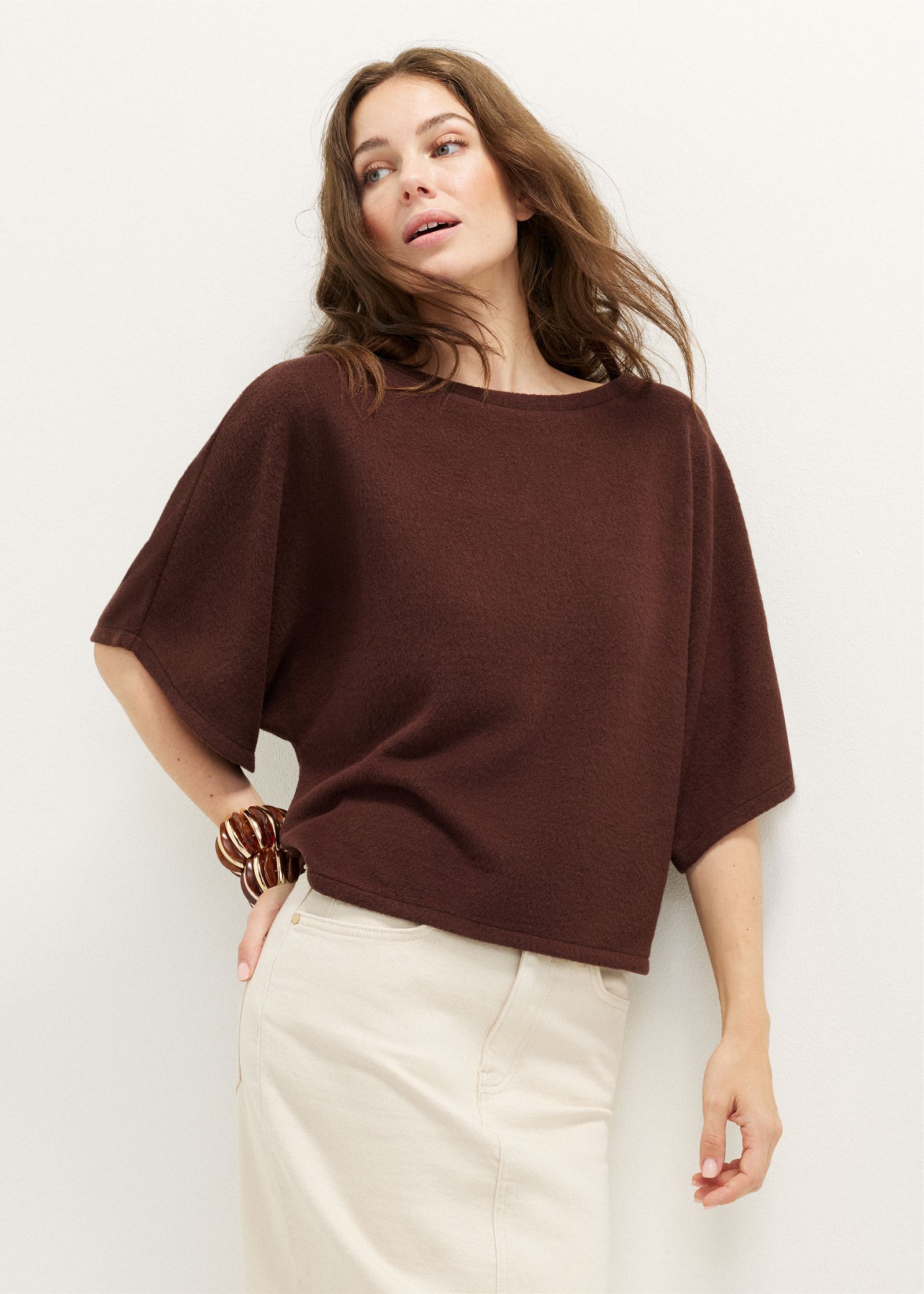 T-shirt met boothals
